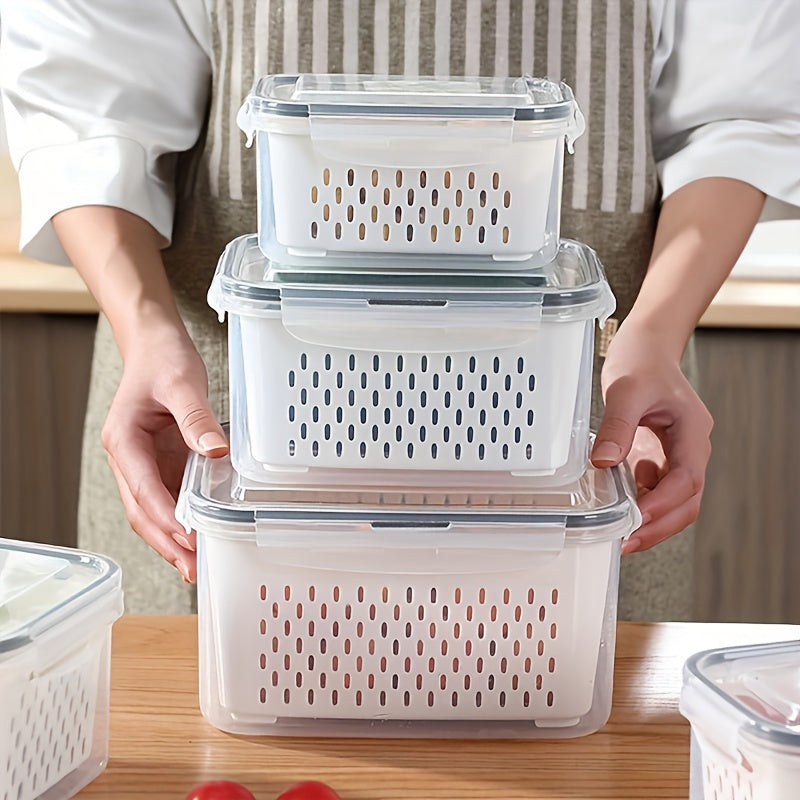 Double-Layer Sealed Storage Box with Draining Basket