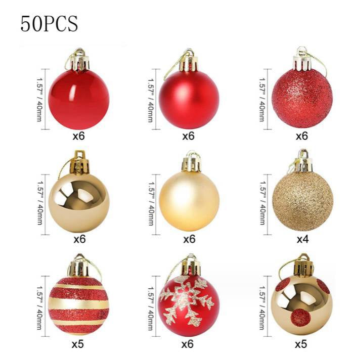 ๐ 50Pcs Hand-Painted Electroplated Christmas Balls โ Holiday Tree Ornaments