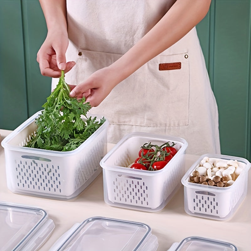 Double-Layer Sealed Storage Box with Draining Basket