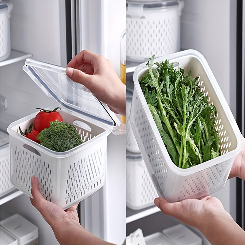 Double-Layer Sealed Storage Box with Draining Basket