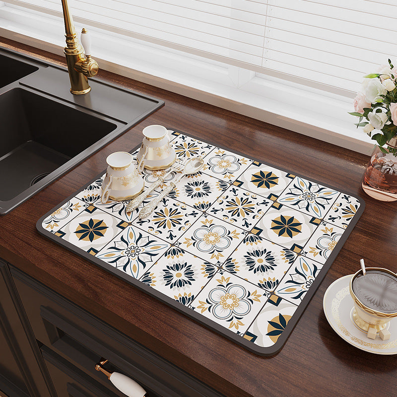 Vintage Draining Mat –Absorbent, Oil-Resistant, Non-Slip & Heat-Proof