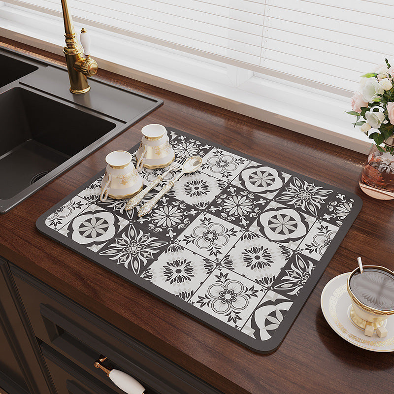 Vintage Draining Mat –Absorbent, Oil-Resistant, Non-Slip & Heat-Proof