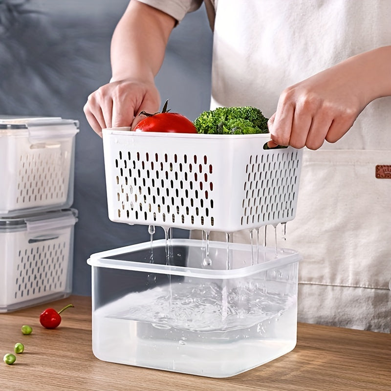 Double-Layer Sealed Storage Box with Draining Basket