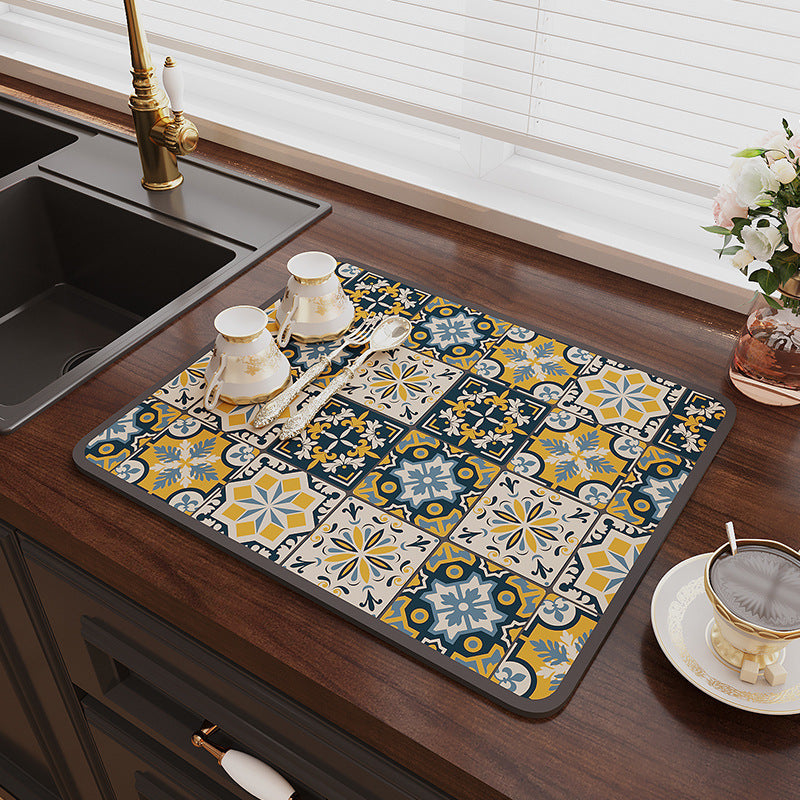 Vintage Draining Mat –Absorbent, Oil-Resistant, Non-Slip & Heat-Proof