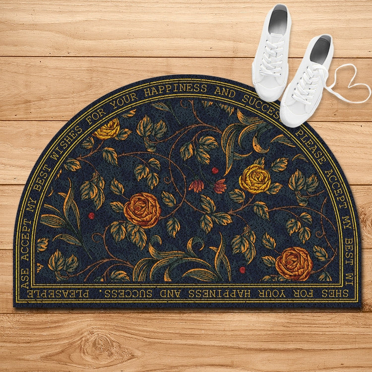 Vintage Floral Half-circle Coir Doormat, Ideal for Dust Removal