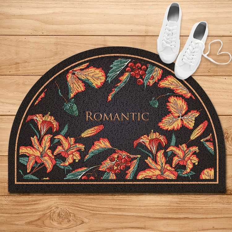 Vintage Floral Half-circle Coir Doormat, Ideal for Dust Removal