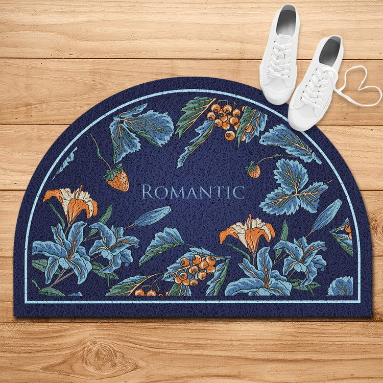 Vintage Floral Half-circle Coir Doormat, Ideal for Dust Removal