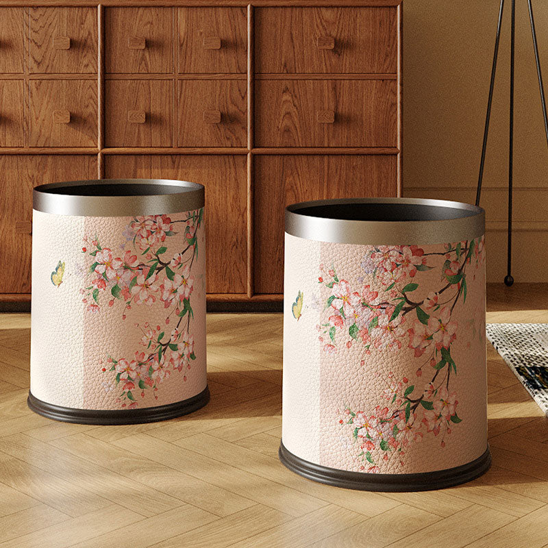 Vintage Leather Trash Bin – Dual Compartments & Wide Opening