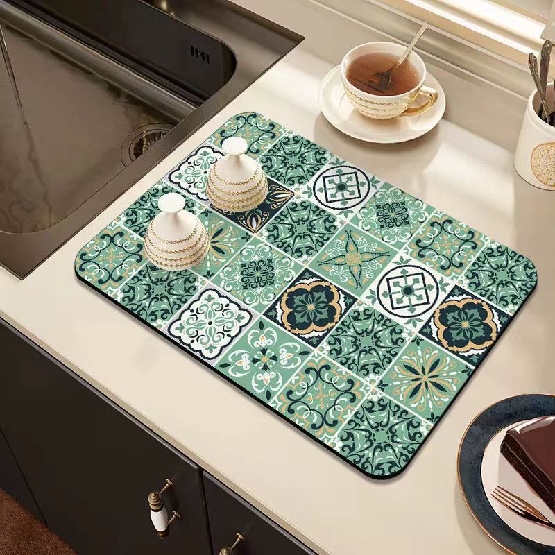 Vintage Draining Mat –Absorbent, Oil-Resistant, Non-Slip & Heat-Proof