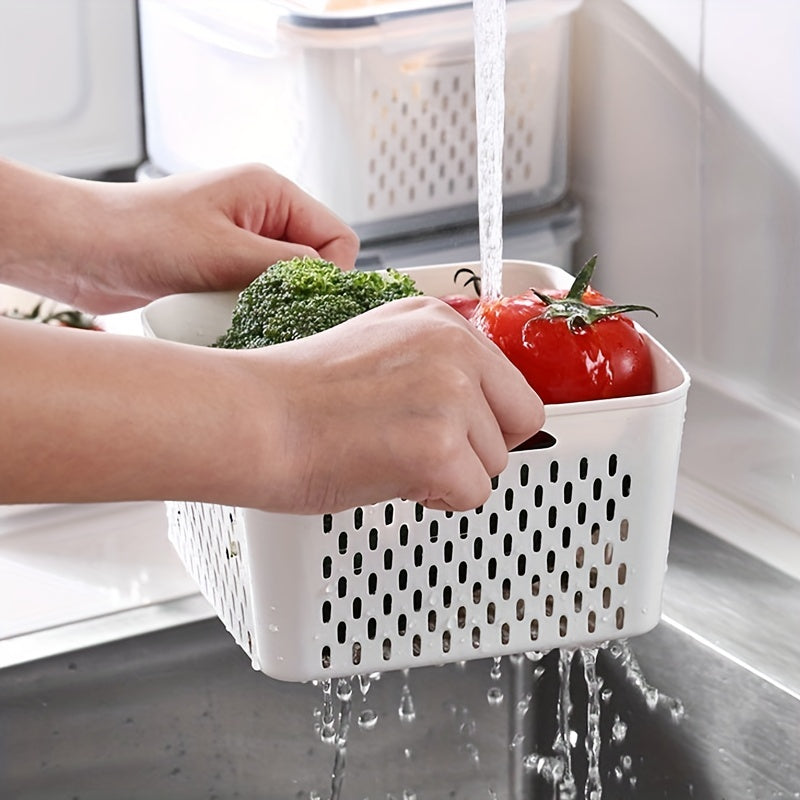 Double-Layer Sealed Storage Box with Draining Basket