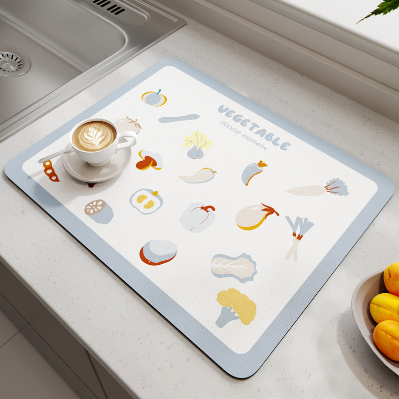 Silica Mud Kitchen Drain Mat for Efficient Water Absorption and Quick Drying