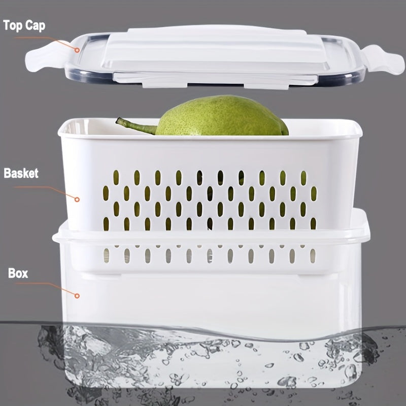 Double-Layer Sealed Storage Box with Draining Basket