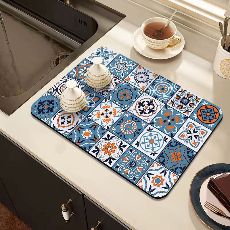 Vintage Draining Mat –Absorbent, Oil-Resistant, Non-Slip & Heat-Proof