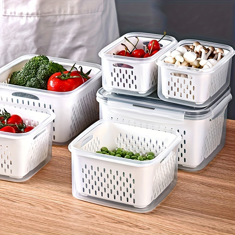 Double-Layer Sealed Storage Box with Draining Basket