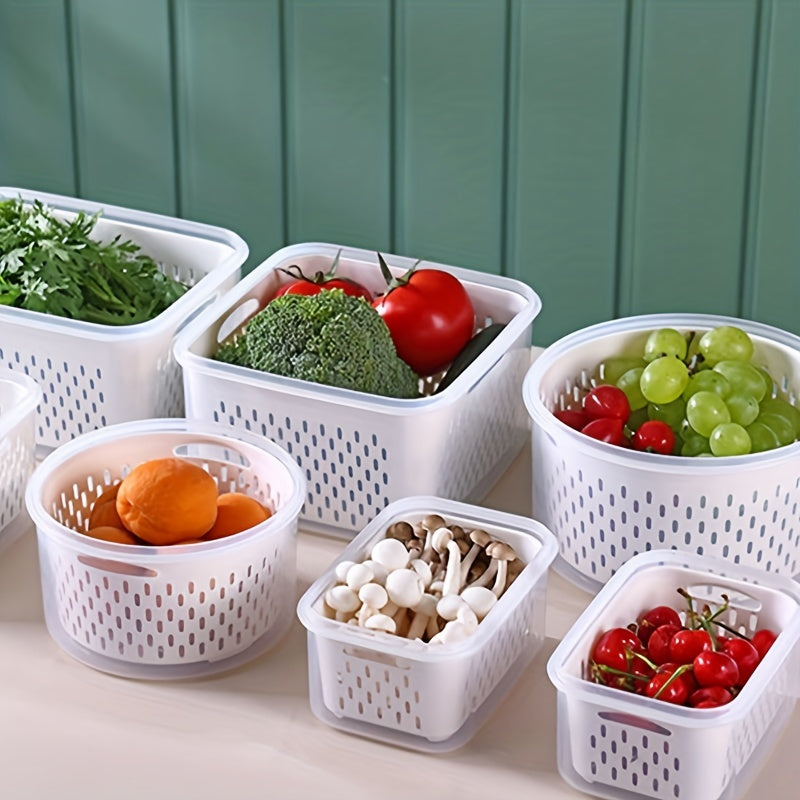 Double-Layer Sealed Storage Box with Draining Basket