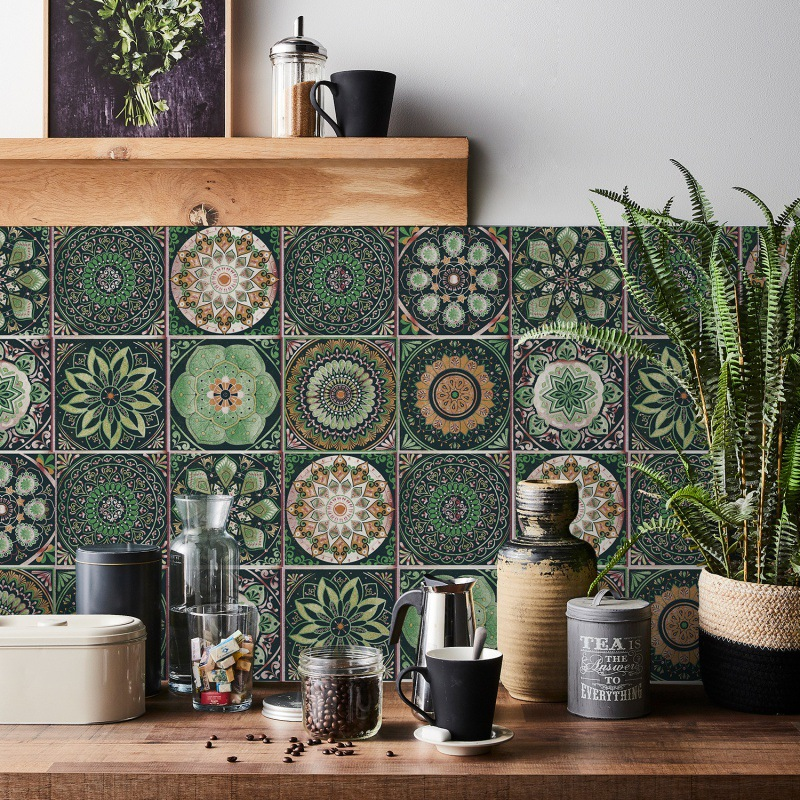 Vintage Waterproof Tile Stickers - Self-Adhesive, Easy to Clean