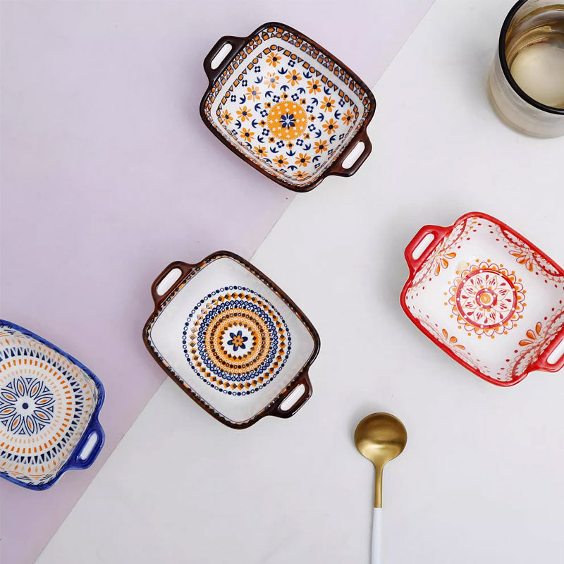 ArtNest Bohemian Double-Handled Sauce Bowl – Elegant & Easy Use
