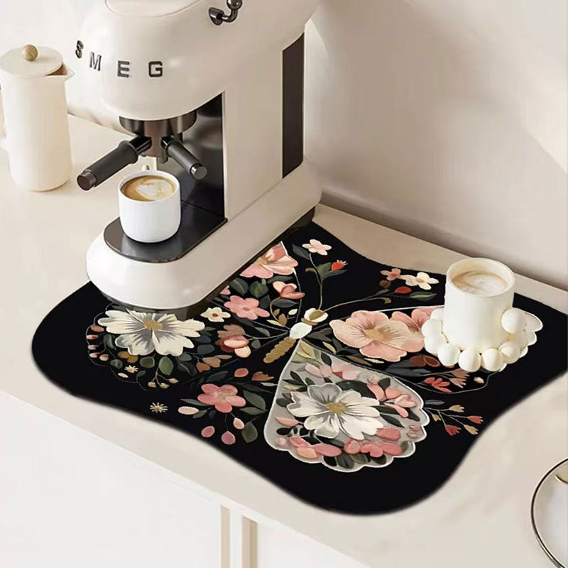 Floral Butterfly Diatomite Mat – Quick Drying & Non-Slip
