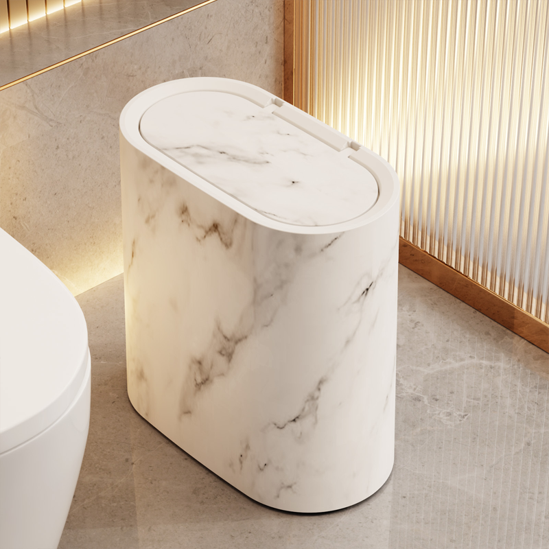 Marble Pattern Trash Can – Dual-Bin Design, Large Capacity