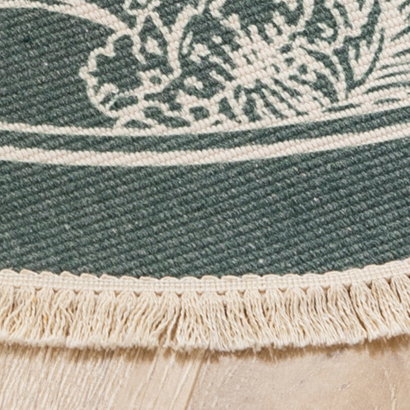 NomadSoul Mandala Artisanal Cotton Round Rug | Hand-Woven Vintage Tassel Accent