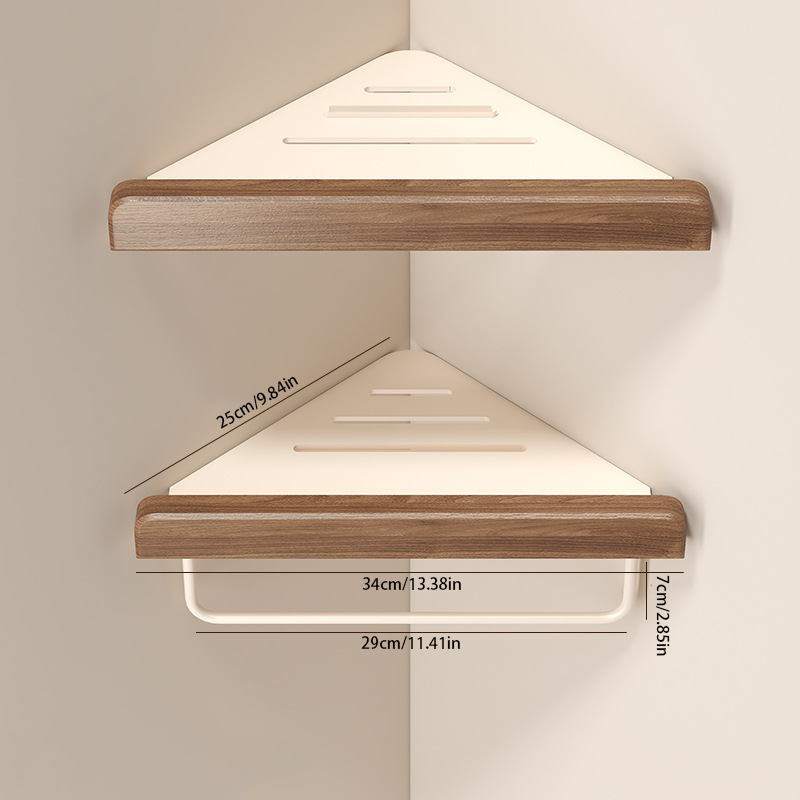 Premium Peach Wood Bathroom Shelf - Stylish, Space-Saving, Durable