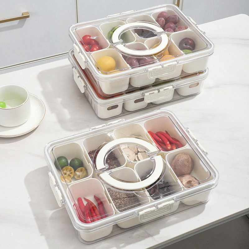 8-Compartment Food Storage Container: Airtight & Organized Fresh-Keeping Design