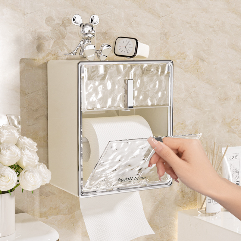 Wall-Mounted Tissue Box – No-Drill Installation & Large Capacity