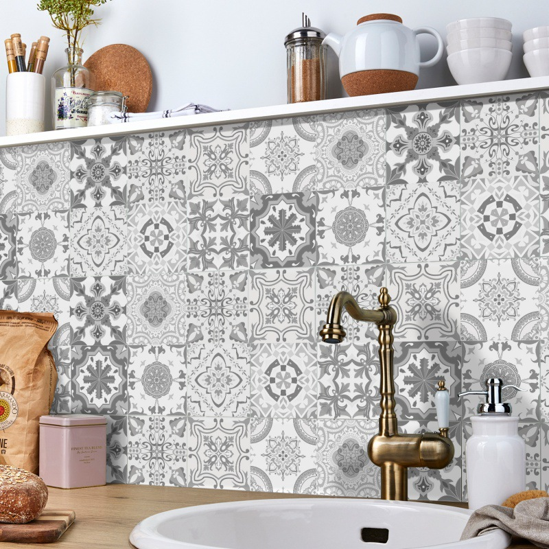 Vintage Waterproof Tile Stickers - Self-Adhesive, Easy to Clean