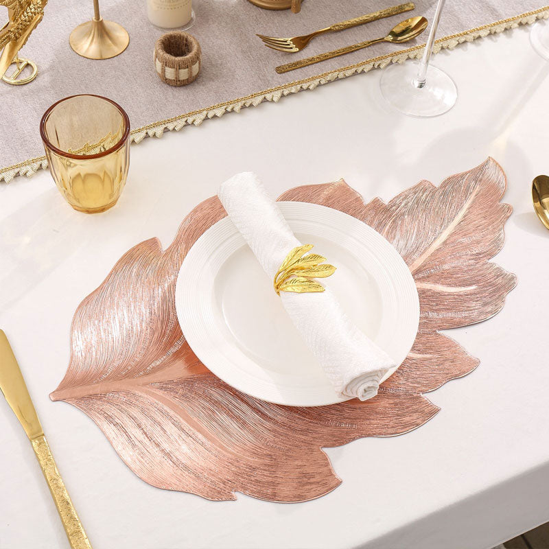3D Gold-Embossed Leaf Placemat – Heat-Resistant & Non-Slip