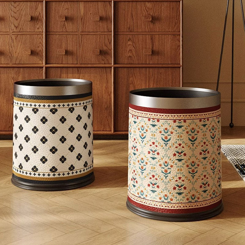 Vintage Leather Trash Bin – Dual Compartments & Wide Opening