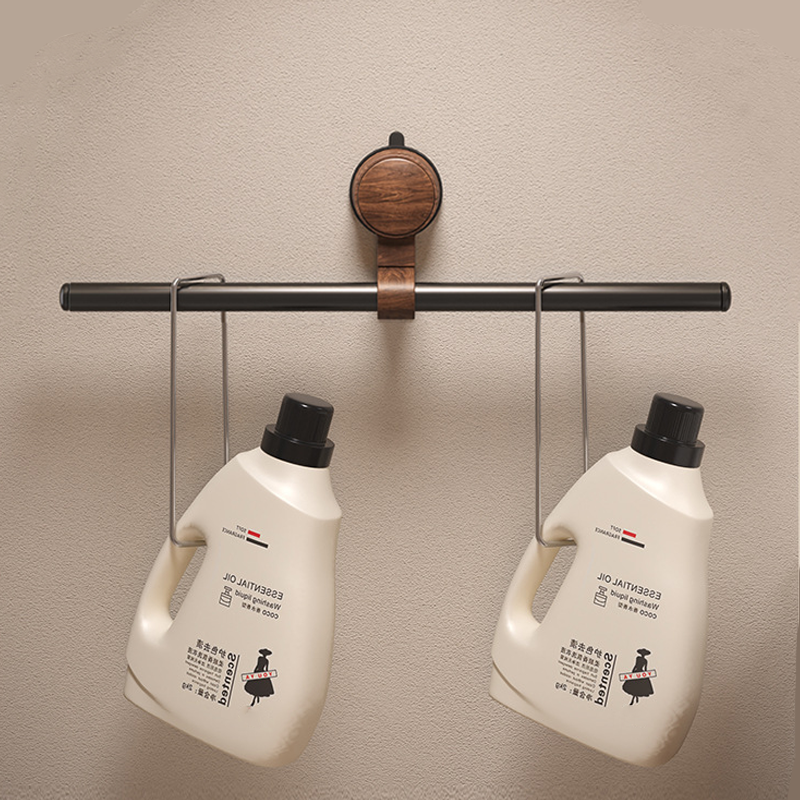 Walnut Wood Suction Towel Rack - Strong Load-Bearing, No-Drill Installation