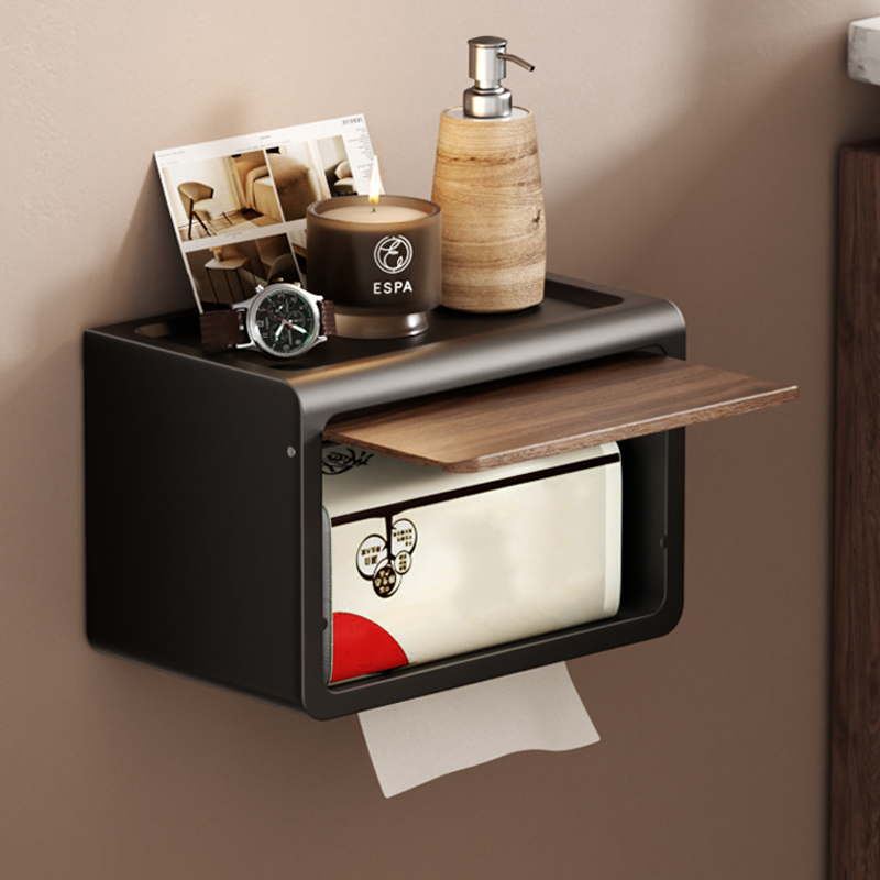 No-Drill Suction Paper Towel Holder – Wood & Metal, Strong Load Capacity