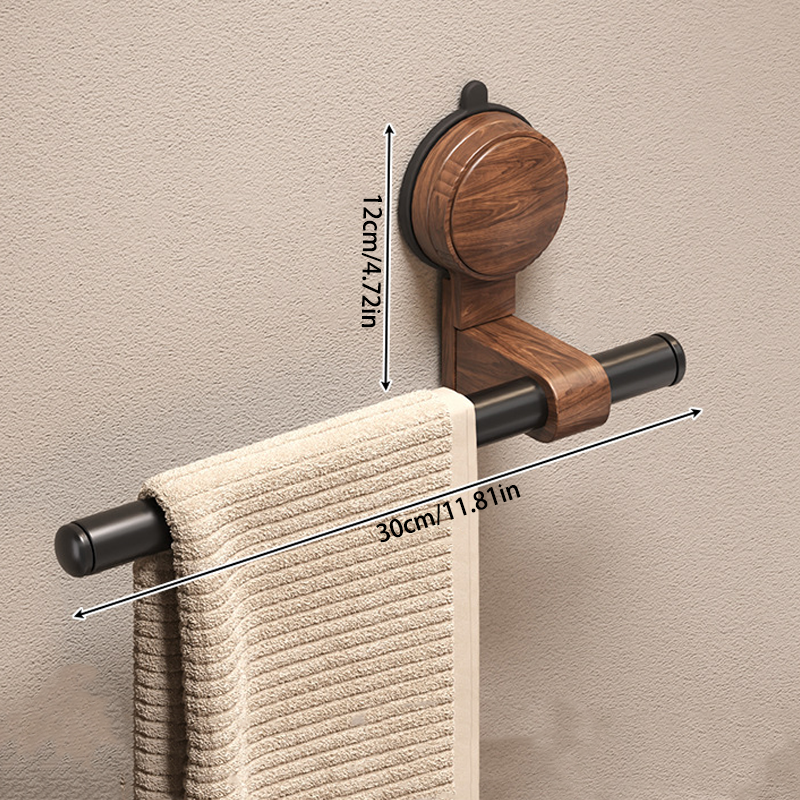 Walnut Wood Suction Towel Rack - Strong Load-Bearing, No-Drill Installation