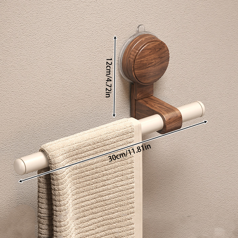 Walnut Wood Suction Towel Rack - Strong Load-Bearing, No-Drill Installation