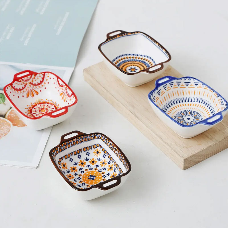 ArtNest Bohemian Double-Handled Sauce Bowl – Elegant & Easy Use