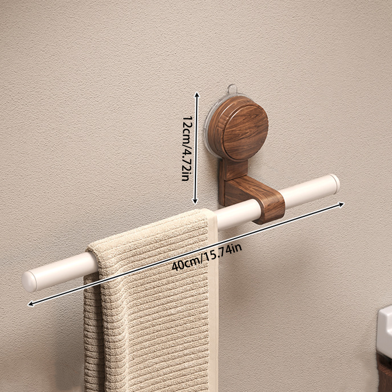 Walnut Wood Suction Towel Rack - Strong Load-Bearing, No-Drill Installation