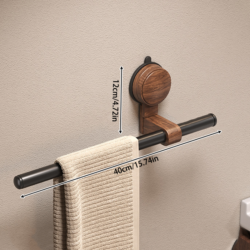 Walnut Wood Suction Towel Rack - Strong Load-Bearing, No-Drill Installation