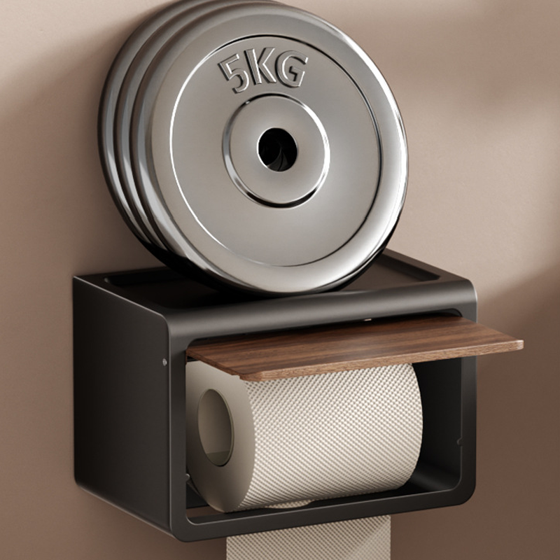 No-Drill Suction Paper Towel Holder – Wood & Metal, Strong Load Capacity