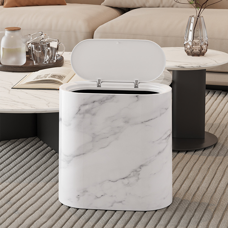 Marble Pattern Trash Can – Dual-Bin Design, Large Capacity