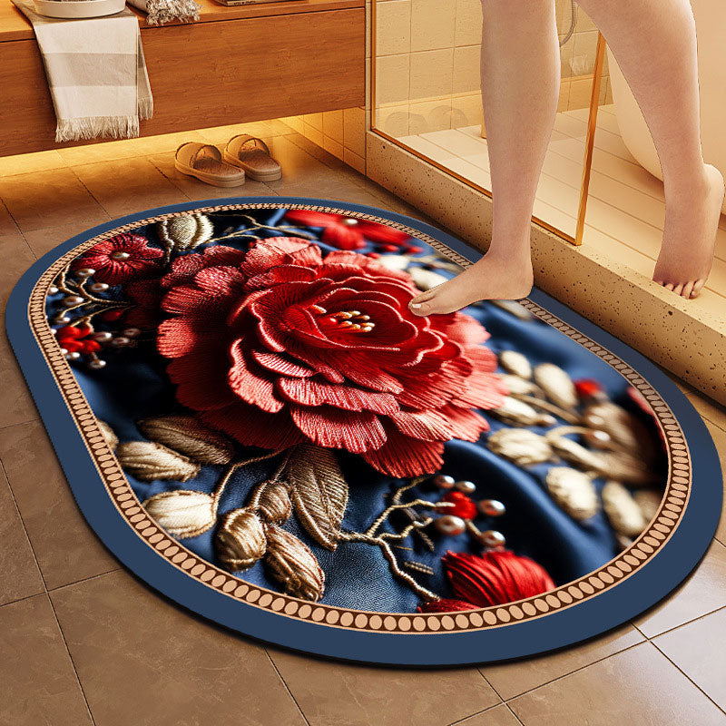 Pastoral Floral Floor Mat – Quick Absorption & Anti-Slip