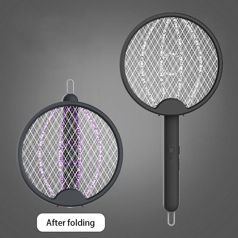 3-in-1 Foldable Electric Mosquito Swatter: Dual Switch Design & Rechargeable
