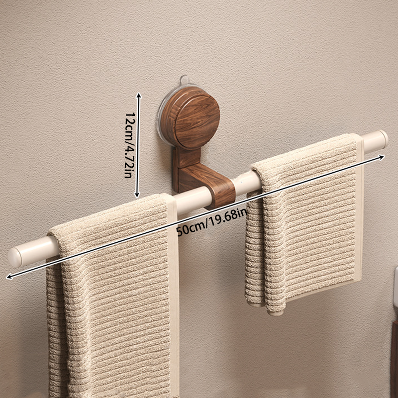 Walnut Wood Suction Towel Rack - Strong Load-Bearing, No-Drill Installation