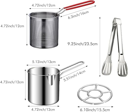 CrispMaste Mini Stainless Steel Deep Fryer with Strainer Basket