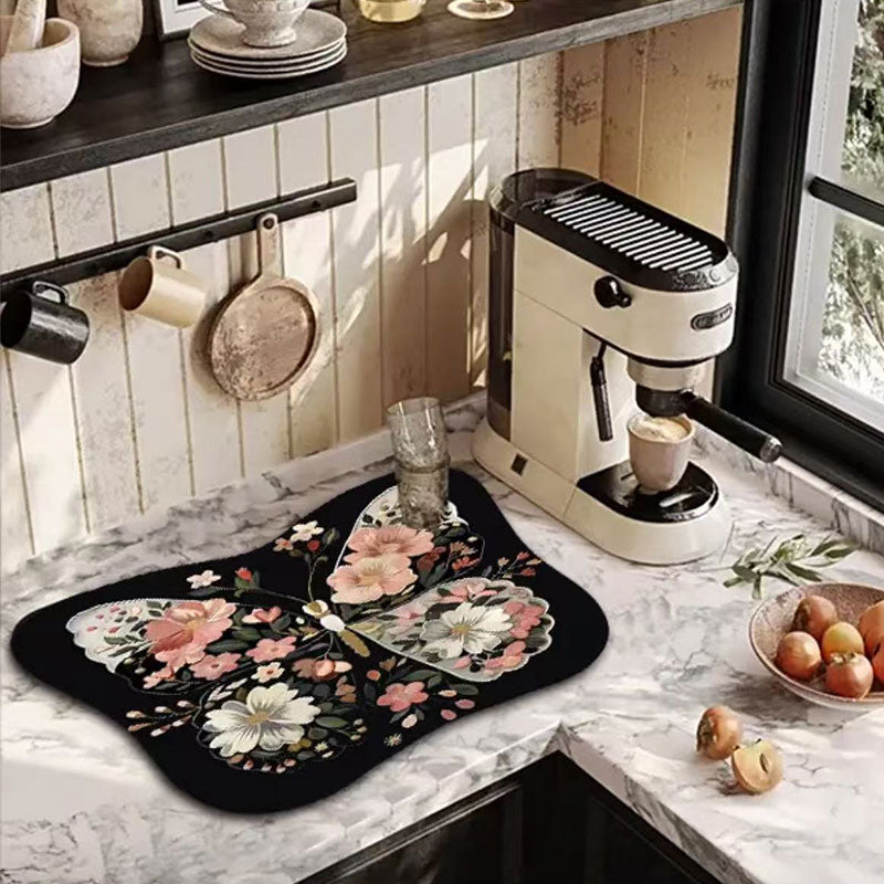 Floral Butterfly Diatomite Mat – Quick Drying & Non-Slip