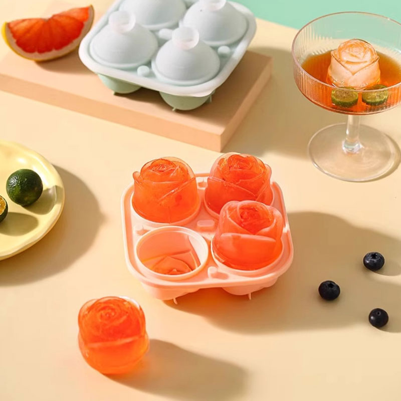 Silicone Rose-Shaped Ice Ball Mold – Reusable & Effortless Release