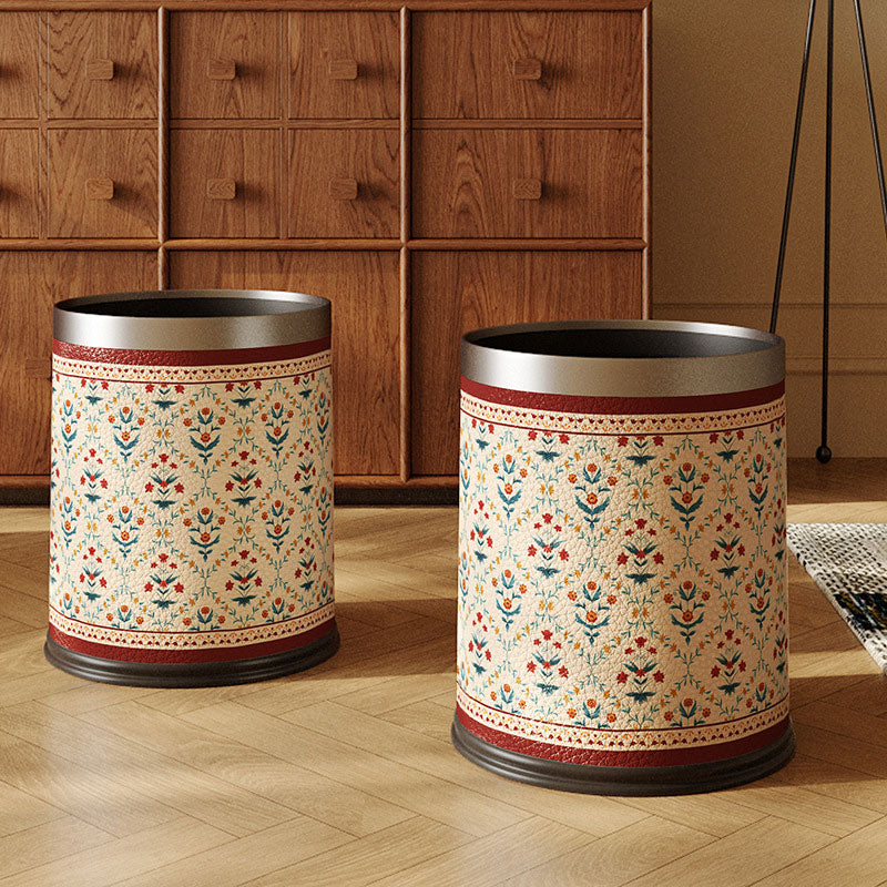 Vintage Leather Trash Bin – Dual Compartments & Wide Opening