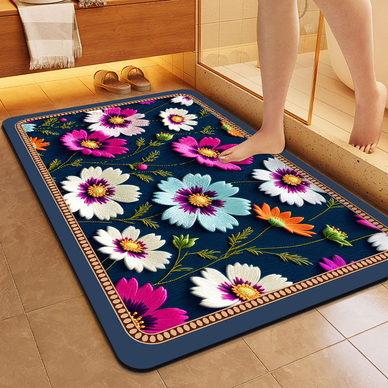 Pastoral Floral Floor Mat – Quick Absorption & Anti-Slip