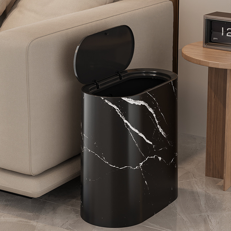 Marble Pattern Trash Can – Dual-Bin Design, Large Capacity