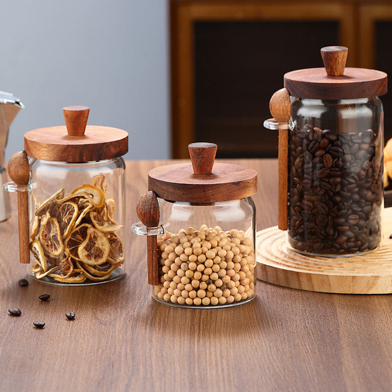 High-Quality Glass Storage Jar – Includes Wooden Spoon