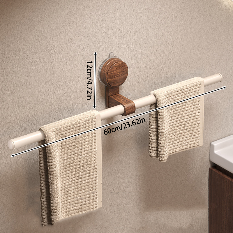 Walnut Wood Suction Towel Rack - Strong Load-Bearing, No-Drill Installation